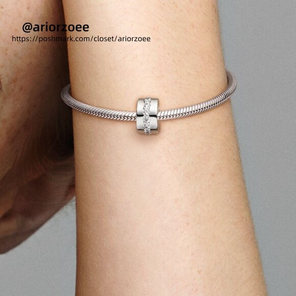 Pandora Clear Sparkling Row Clip Charm - Picture 5 of 7